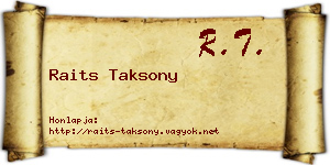 Raits Taksony névjegykártya